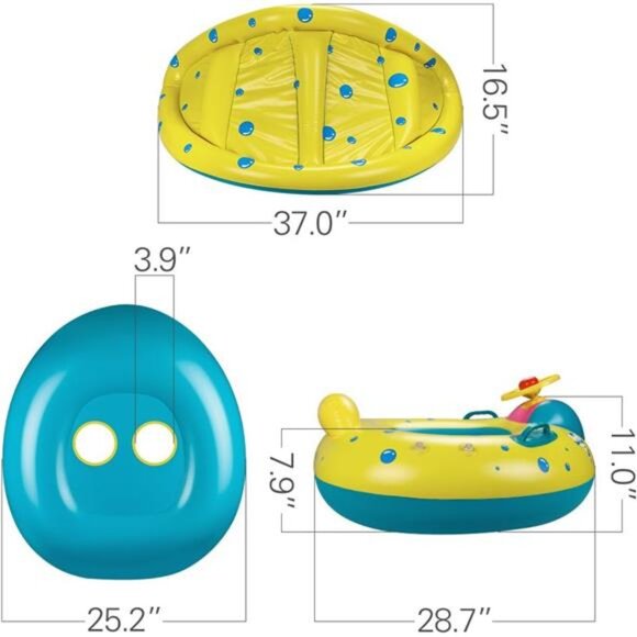 Baby Pool Float, Topist‎ Baby Inflatable Swimming Ring with Adjustable Sun Shade - Picture 6 of 6
